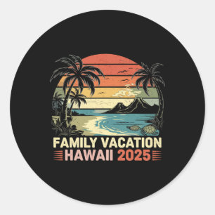 Adesivo Redondo Férias Familiares Hawaii Beach 2025 Família Hawaii