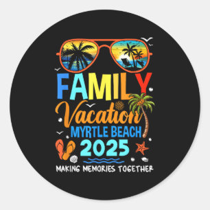 Adesivo Redondo Férias familiares Myrtle Beach 2025 Férias familia