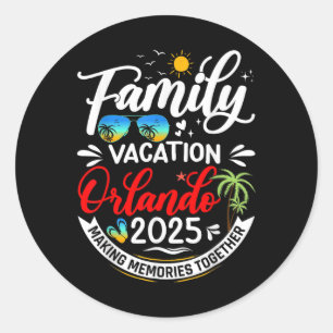 Adesivo Redondo Férias Familiares Orlando 2025 Férias de Verão de 
