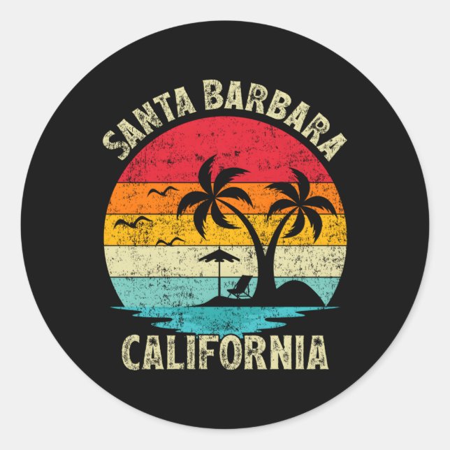 Adesivo Redondo Férias Familiares Papais noeis da Califórnia Barba (Frente)