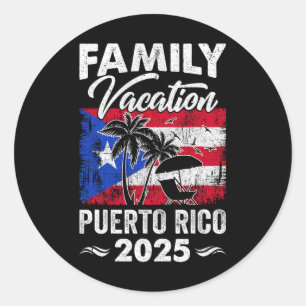Adesivo Redondo Férias Familiares Porto Rico 2025 Beach Summer Vac