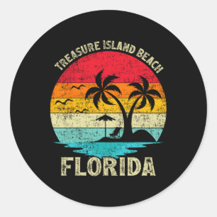 Adesivo Redondo Férias Familiares Vintage Retro Florida Treasure I