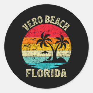 Adesivo Redondo Férias Familiares Vintage Retro Florida Vero Beach