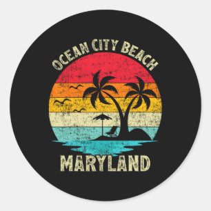 Adesivo Redondo Férias Familiares Vintage Retro Maryland Ocean Cit