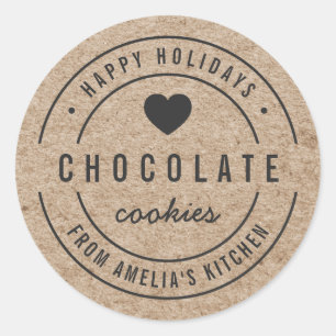 Adesivo Redondo Férias Felizes Festas de Produtos Homemados Faux K