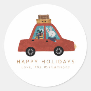 Adesivo Redondo Férias Felizes Personalizadas do Carro de Natal