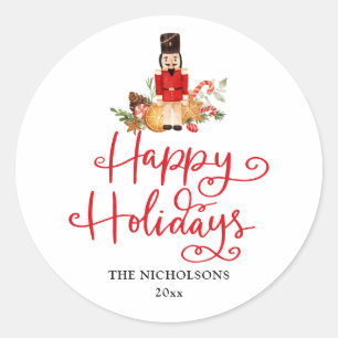 Adesivo Redondo Férias Felizes   Quebra-Nozes de Script Manuscrito