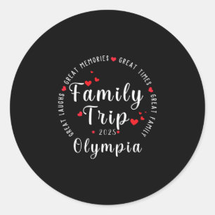 Adesivo Redondo Férias na cidade de Olympia, família combinando ho