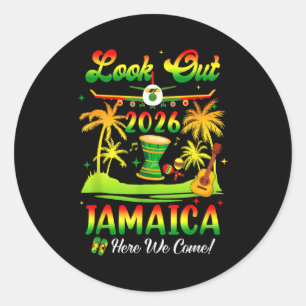 Adesivo Redondo Férias na Jamaica 2026 Aqui Vamos Nós Correspondên