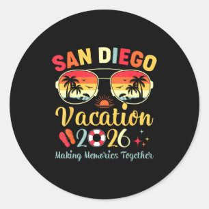 Adesivo Redondo Férias na Praia de San Diego Ca