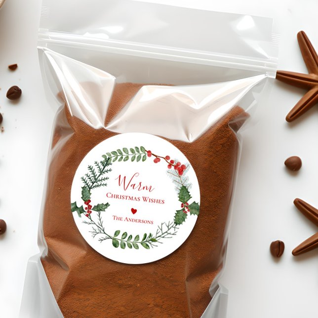 Adesivo Redondo Férias Quentes de Natal, Feriado de Aquarela (Criador carregado)