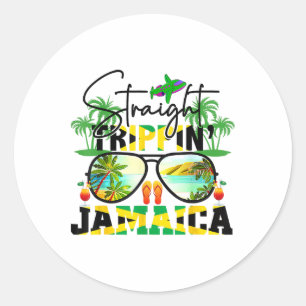 Adesivo Redondo Férias Retas Jamaica Férias 2025 Aniversário F