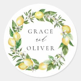 Adesivo Redondo Ferida Botânica de Limão com Casamento Verde