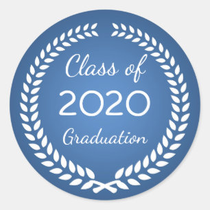 Adesivo Redondo Ferida branca de louros na graduação azul