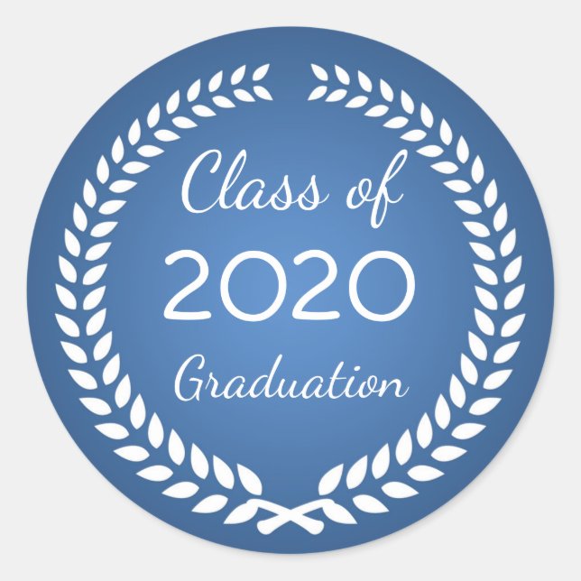 Adesivo Redondo Ferida branca de louros na graduação azul (Frente)