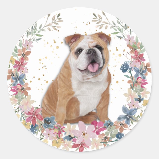 Adesivo Redondo Ferida das Flores de Mola Bulldog (Frente)