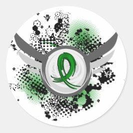 Adesivo Redondo Ferimento Traumático do Cérebro TBI da Grunge Ribb