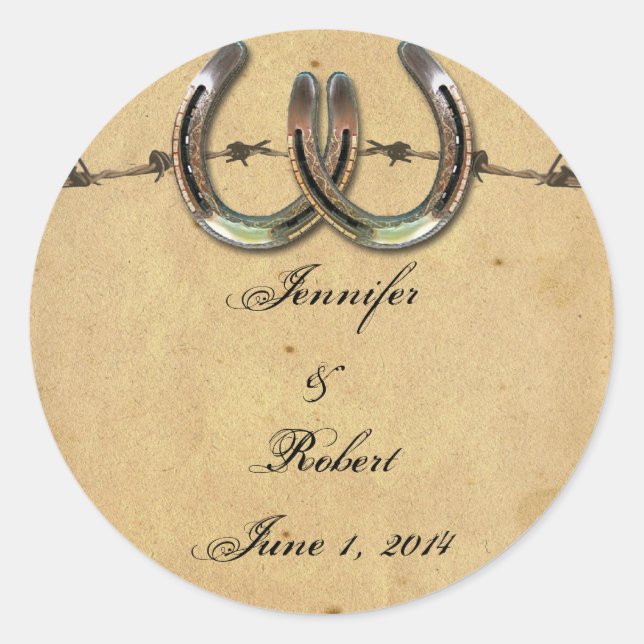 Adesivo Redondo Ferraduras do País Russo Ferradura do Envelope Bar (Frente)