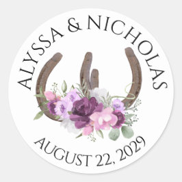 Adesivo Redondo Ferraduras e Púrpura Floral