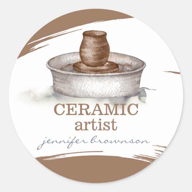 Adesivo Redondo Ferramenta de Artista Cerâmico de Potência, com es (Frente)