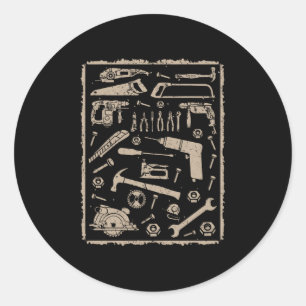 Adesivo Redondo Ferramentas com vintagem de quadros