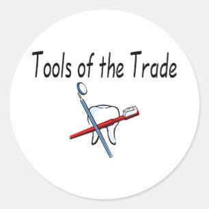 Adesivo Redondo Ferramentas de Dentista do Comércio