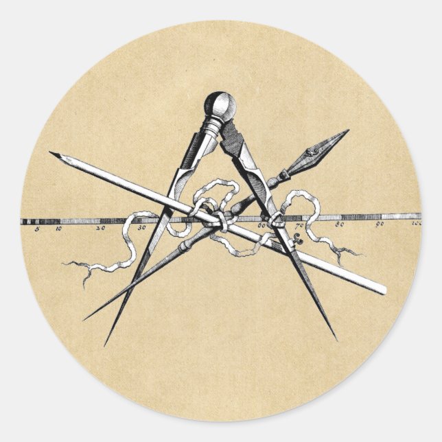 Adesivo Redondo Ferramentas de elaboração da arquitetura clássica (Frente)