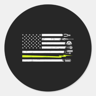 Adesivo Redondo Ferramentas de Eletricista Bandeira Americana Para