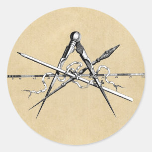 Adesivo Redondo Ferramentas de esboço da arquitetura clássica