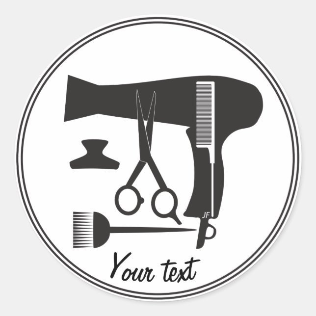 Adesivo Redondo Ferramentas de hairstyle (Frente)