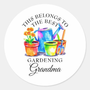 Adesivo Redondo Ferramentas de jardinagem coloridas para aquarelas