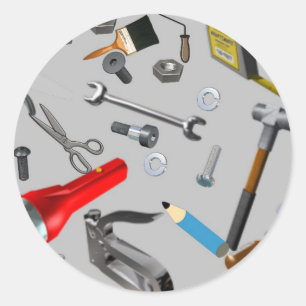 Adesivo Redondo Ferramentas do trabalhador manual