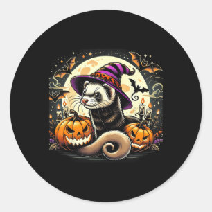 Adesivo Redondo Ferret Witch Halloween - Bats Bats de Pumpkin Spoo