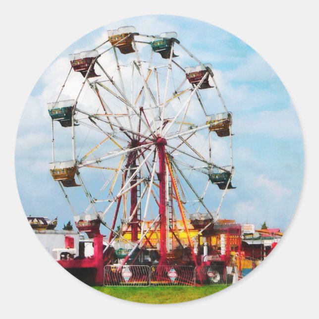 Adesivo Redondo Ferris Wheel Contra o Céu Azul (Frente)