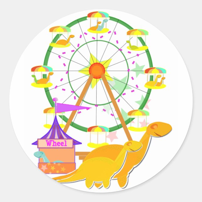 Adesivo Redondo Ferris Wheel Dinossauros Stickers (Frente)