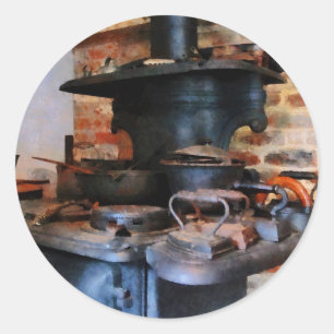 Adesivo Redondo Ferros que aquecem-se no fogão