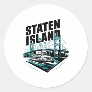 Adesivo Redondo Ferry Staten Island Nova York _1