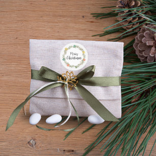Adesivo Redondo Fesath Wreath Merry Stickers