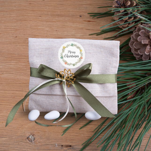 Adesivo Redondo Fesath Wreath Merry Stickers (Criador carregado)