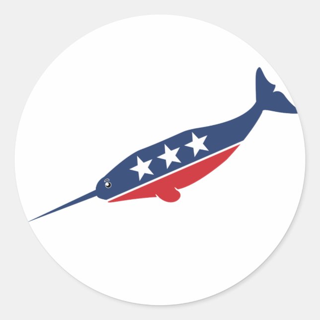 Adesivo Redondo Festa Animal - Narwhal (Frente)