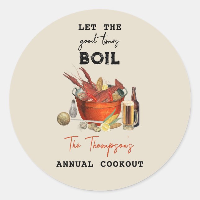 Adesivo Redondo Festa anual de lagostas mariscais no Verão (Frente)