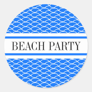 Adesivo Redondo FESTA BEACH Brilhante Blue Waves Stripes
