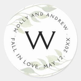 Adesivo Redondo festa/casamento da folha de folhagem verde