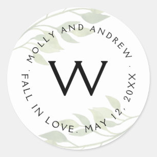 Adesivo Redondo festa/casamento da folha de folhagem verde