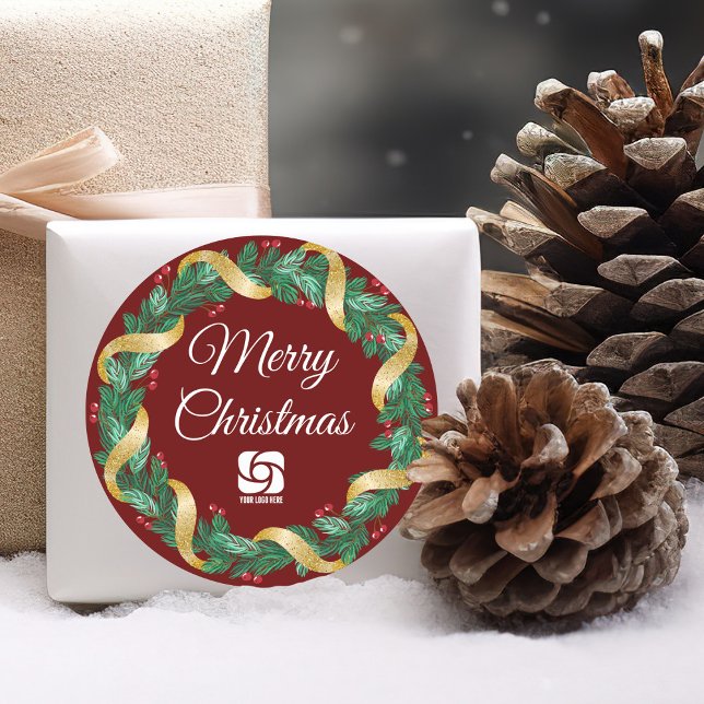 Adesivo Redondo Festa da Companhia Personalizada de Wreath Red Mer (Criador carregado)