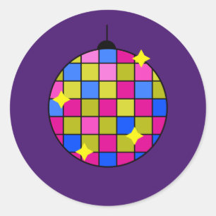 Adesivo Redondo Festa da discoteca de anos setenta