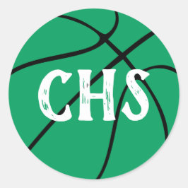 Adesivo Redondo Festa da Equipe de Basquete Verde, Comício Pep ou 