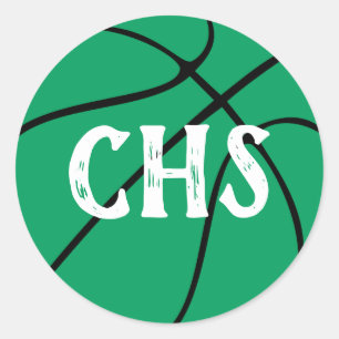 Adesivo Redondo Festa da Equipe de Basquete Verde, Comício Pep ou