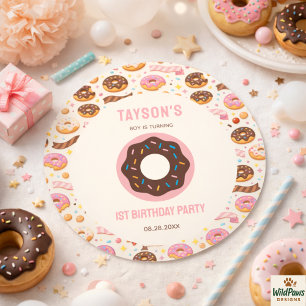 Adesivo Redondo Festa de 1º Aniversário da Sweet One Donut   Donut
