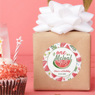 Adesivo Redondo Festa de 1º Aniversário One in a Melon